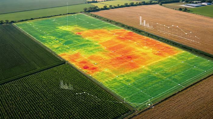 Crop health heatmap over farmland